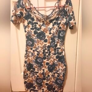 Mini Floral Dress with Cutout Neck